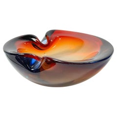 Schöner brutalistischer Murano Sommerso-Zigarren-Aschenbecher aus Glas, Vintage, Italien, 1970er Jahre