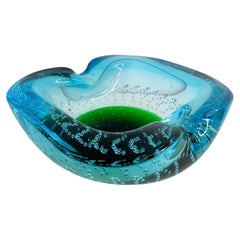 Beautiful Brutalist Murano Sommerso Glass Cigar Ashtray, Vintage, Italy, 1970s