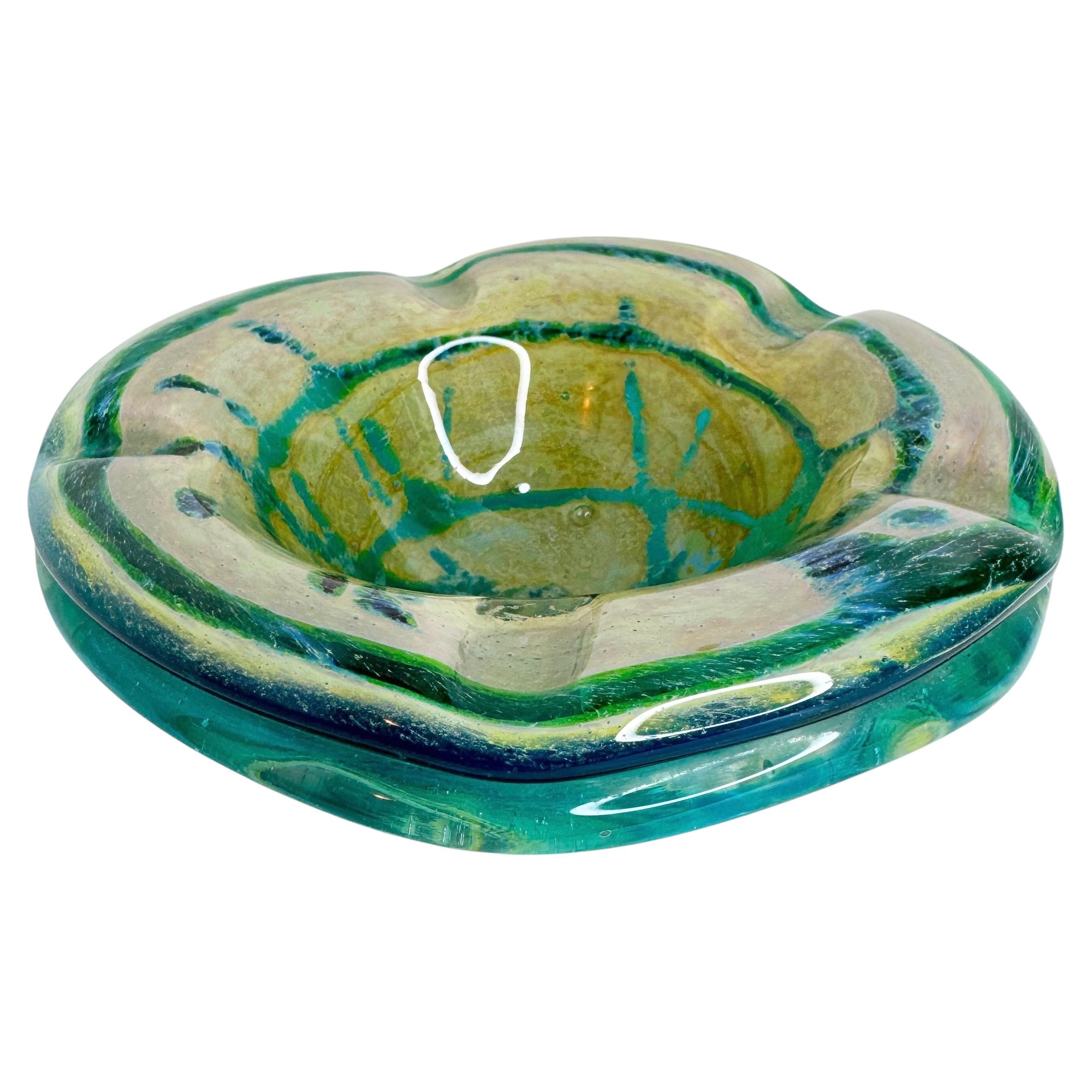 Beautiful Brutalist Murano Sommerso Glass Cigar Ashtray, Vintage, Italy, 1970s