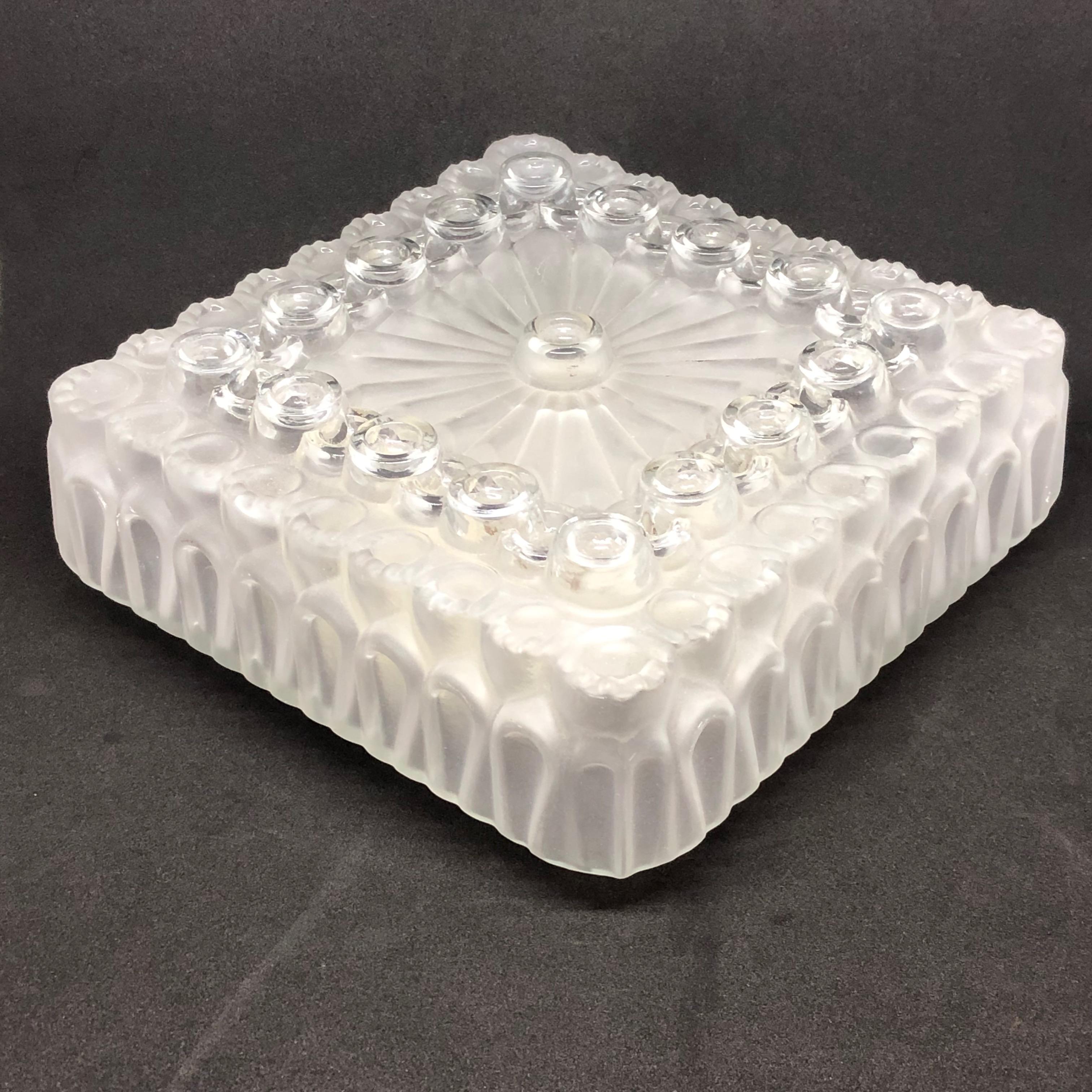 Beautiful Bubble and Circle Pattern Glass Flush Mount Ceiling Light, 1960s For Sale 1