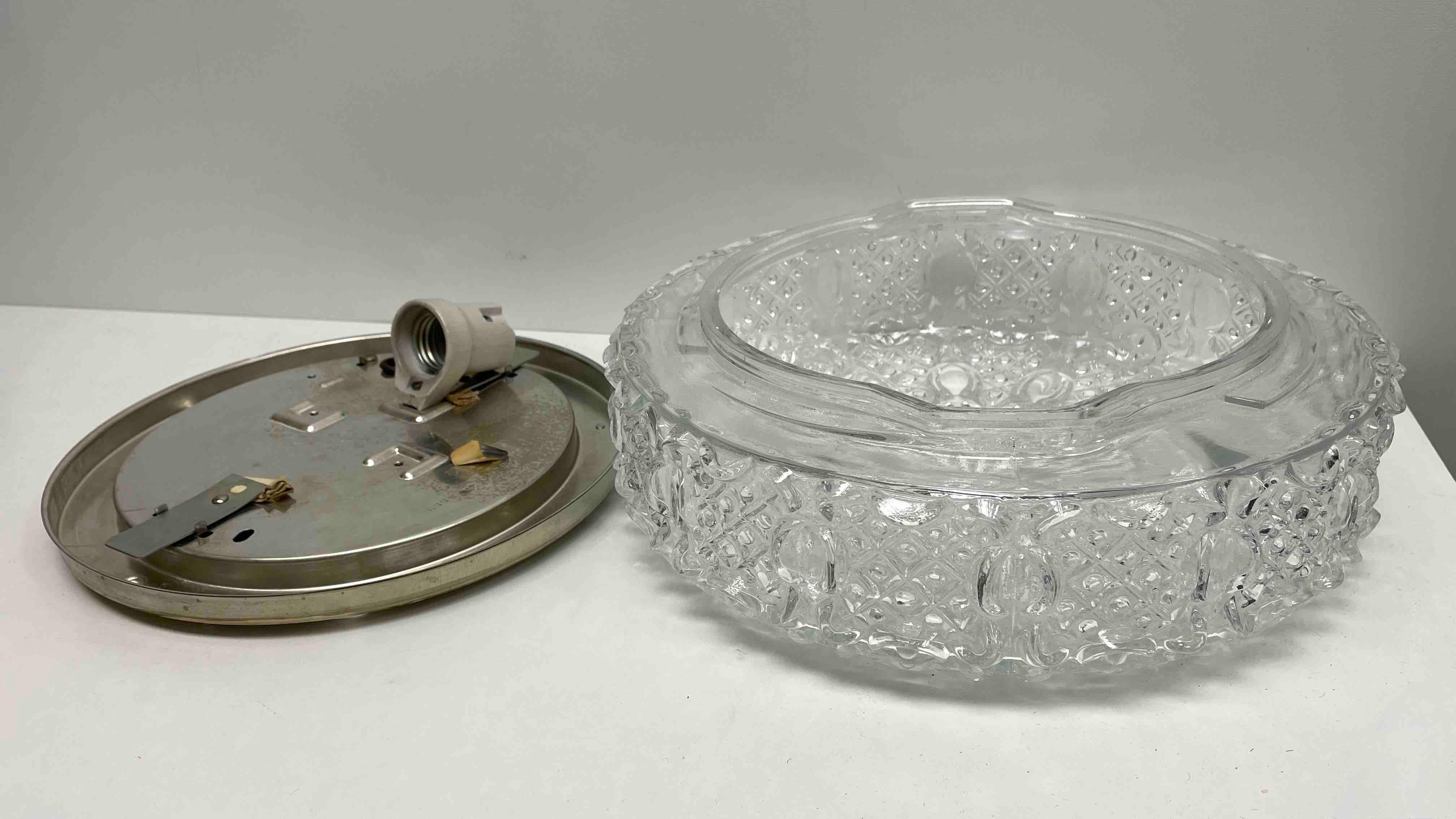 Mid-20th Century Beautiful Bubble Glass Flush Mount Ceiling Light by Glashuette Limburg, 1960s For Sale