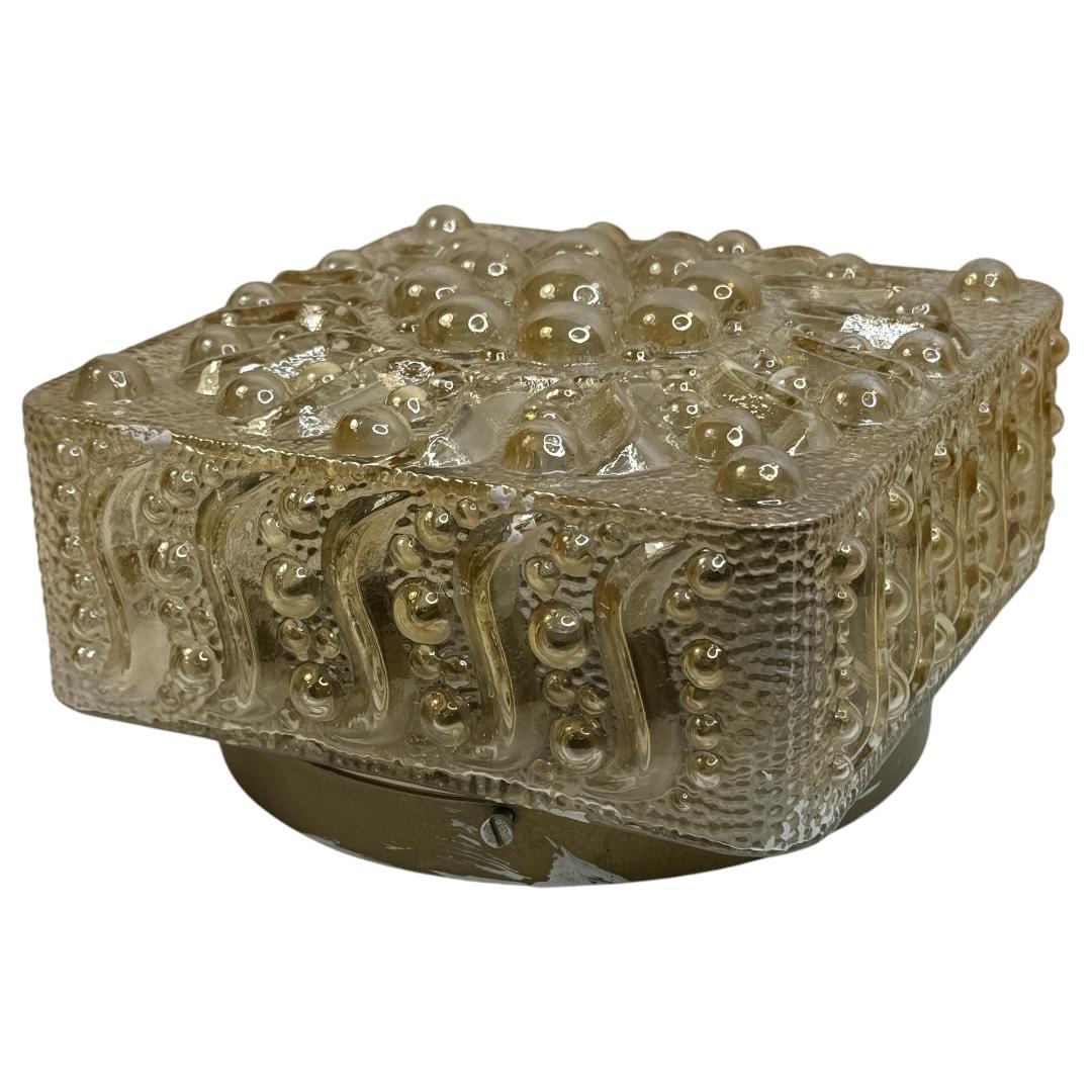 Beautiful Bubble Pattern Limburg Amber Glass Flush Mount Ceiling Light, 1960s For Sale 3