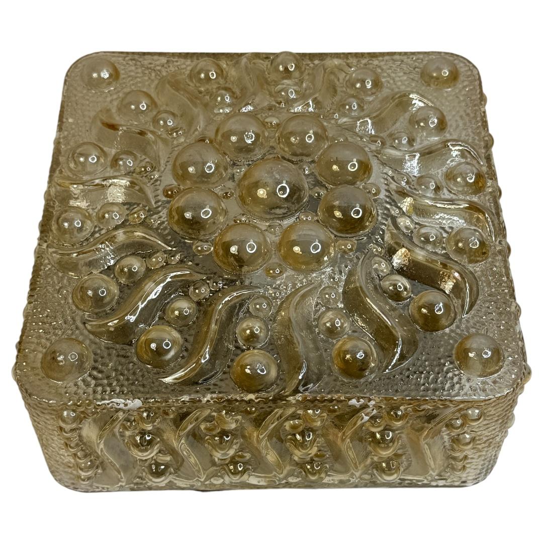 Beautiful Bubble Pattern Limburg Amber Glass Flush Mount Ceiling Light, 1960s For Sale 4