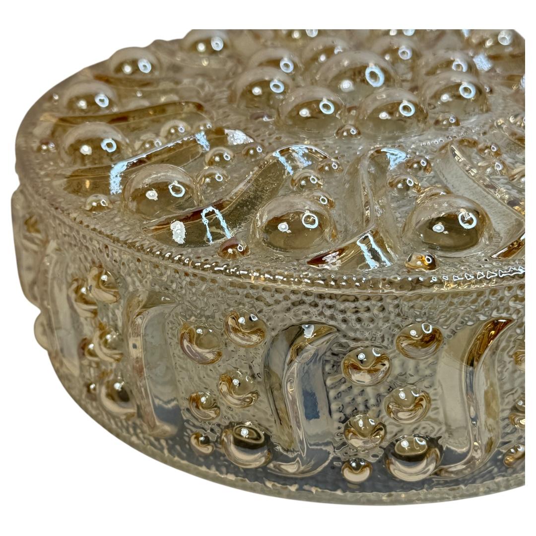 Magnifique plafonnier encastré Limburg en verre ambré à motif de bulles, années 1960 en vente 4