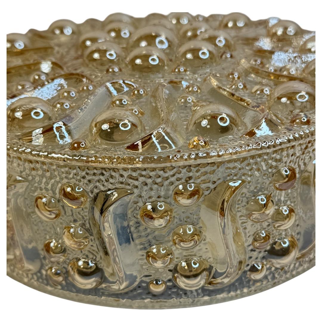 Magnifique plafonnier encastré Limburg en verre ambré à motif de bulles, années 1960 en vente 5