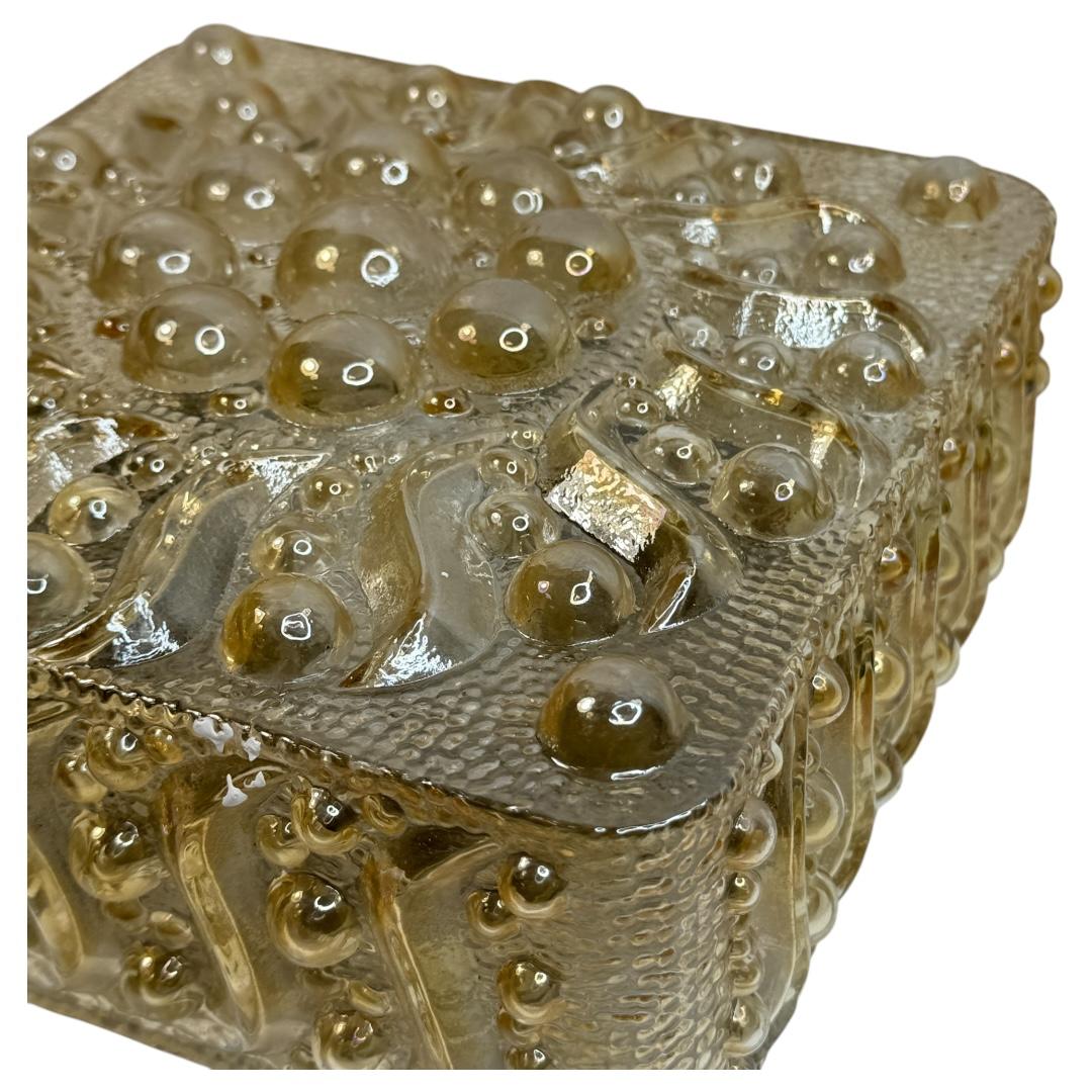 Beautiful Bubble Pattern Limburg Amber Glass Flush Mount Ceiling Light, 1960s In Good Condition For Sale In Nuernberg, DE