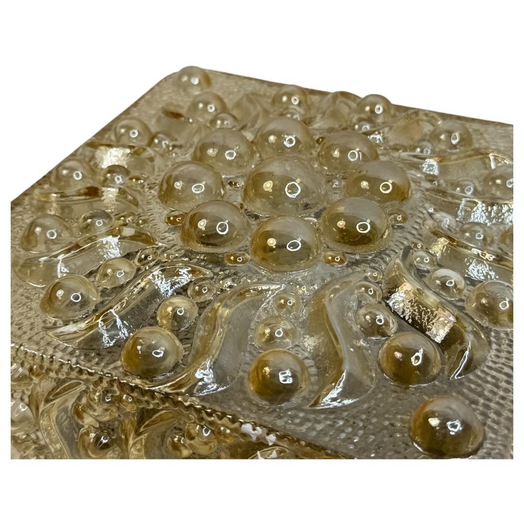 Mid-20th Century Beautiful Bubble Pattern Limburg Amber Glass Flush Mount Ceiling Light, 1960s For Sale