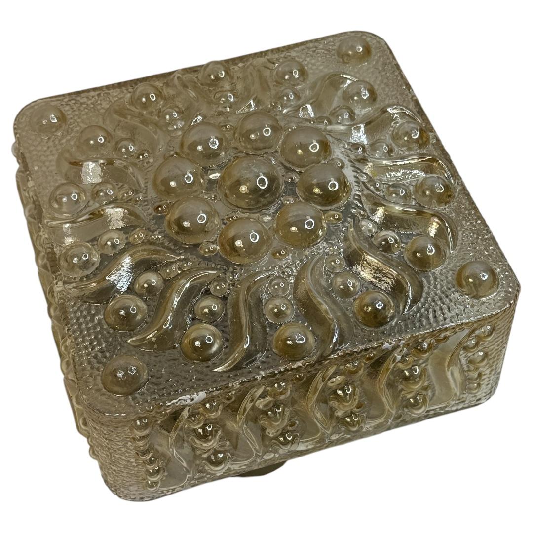 Beautiful Bubble Pattern Limburg Amber Glass Flush Mount Ceiling Light, 1960s For Sale 1