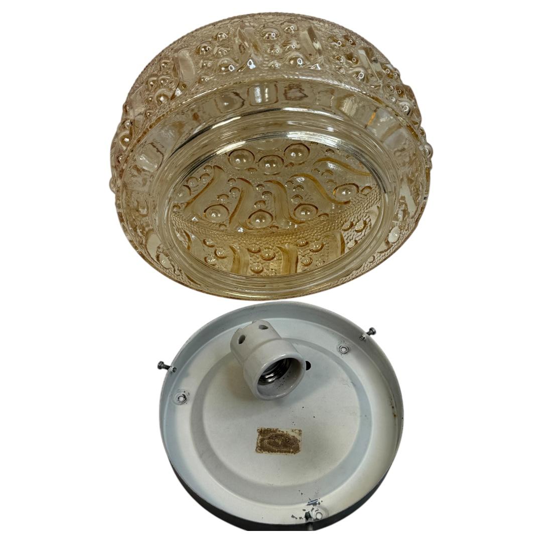 Magnifique plafonnier encastré Limburg en verre ambré à motif de bulles, années 1960 en vente 1