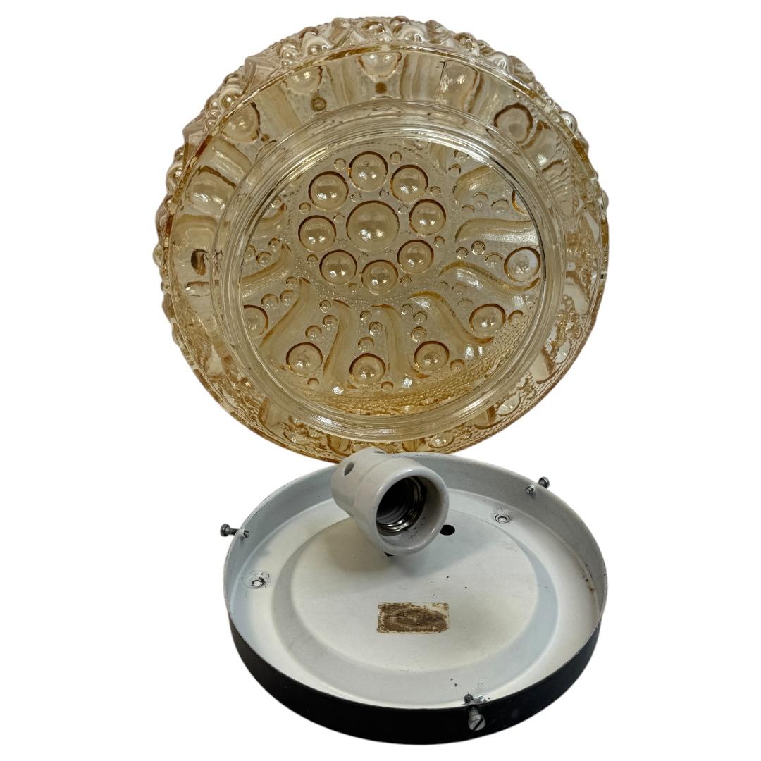 Magnifique plafonnier encastré Limburg en verre ambré à motif de bulles, années 1960 en vente 2