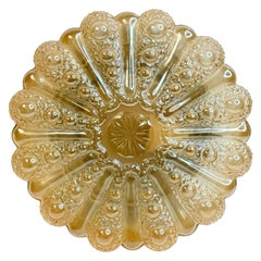 Beautiful Bubble Pattern Limburg Amber Glass Flush Mount Ceiling Light, 1960s