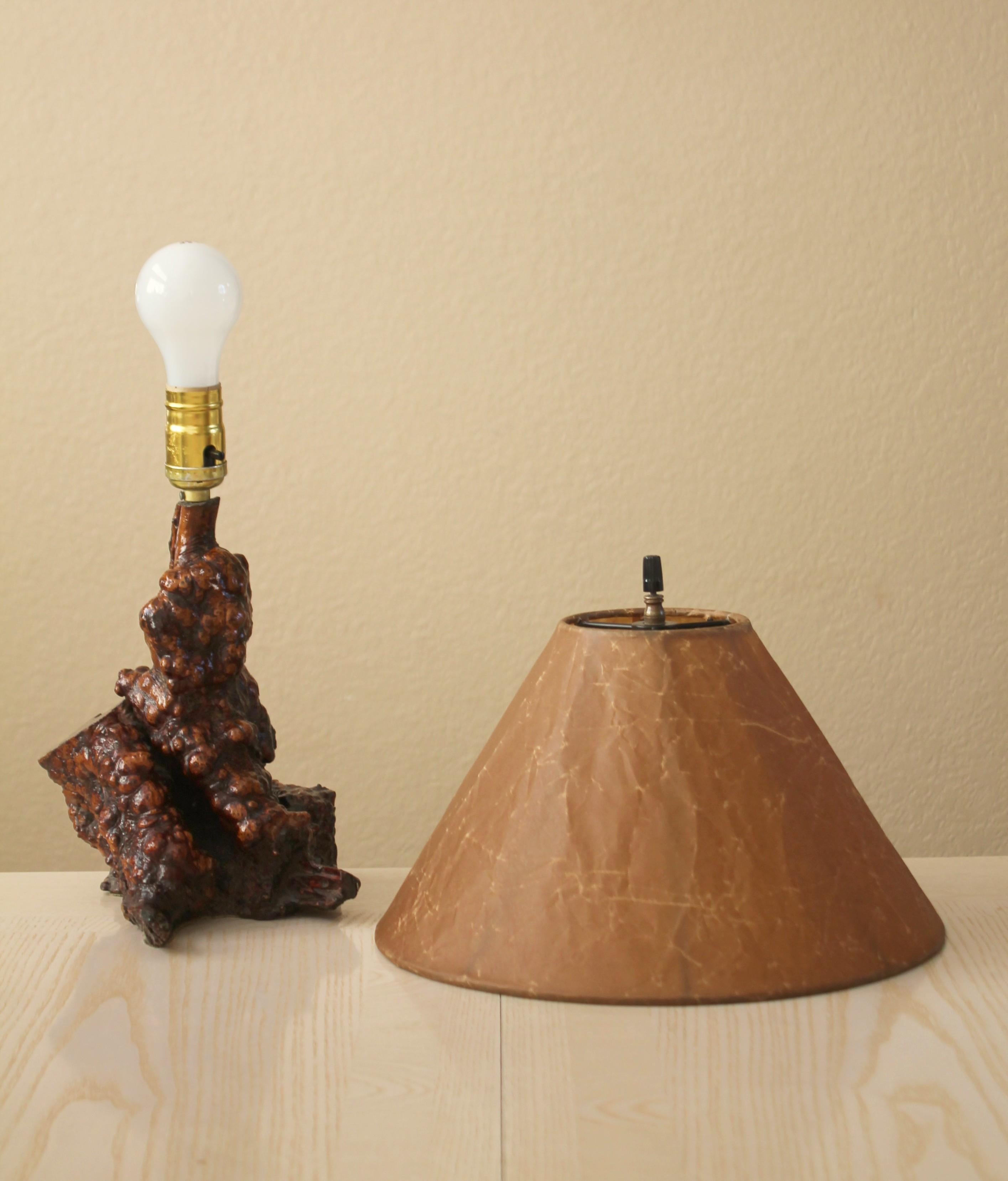 Beautiful Burl Wood Free Form Mid Century Table Lamp After Nakashima 1950s Arts For Sale 2