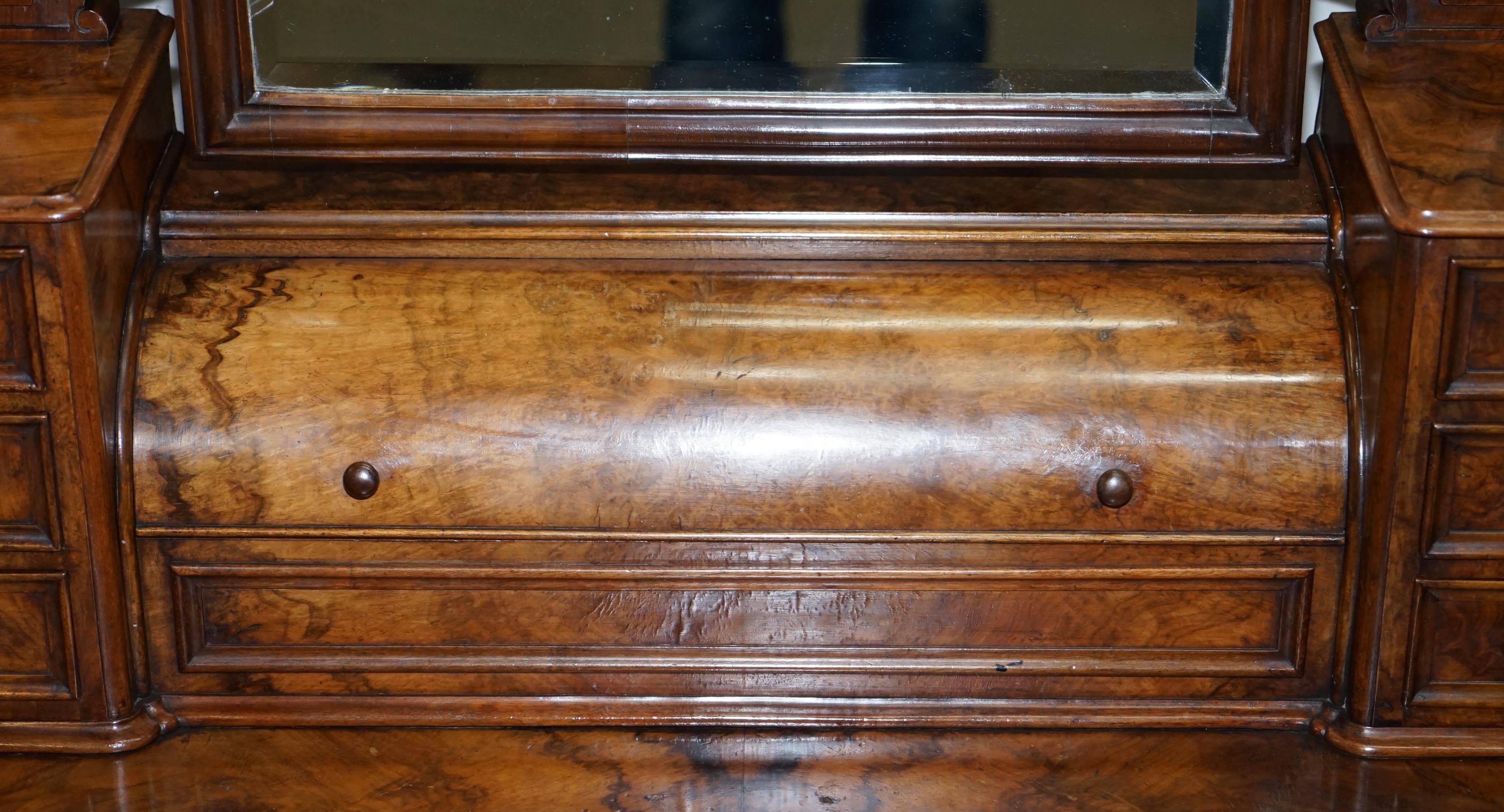 Beautiful Burr & Quarter Cut Walnut Antique Victorian Dressing Table Inc Mirror 9