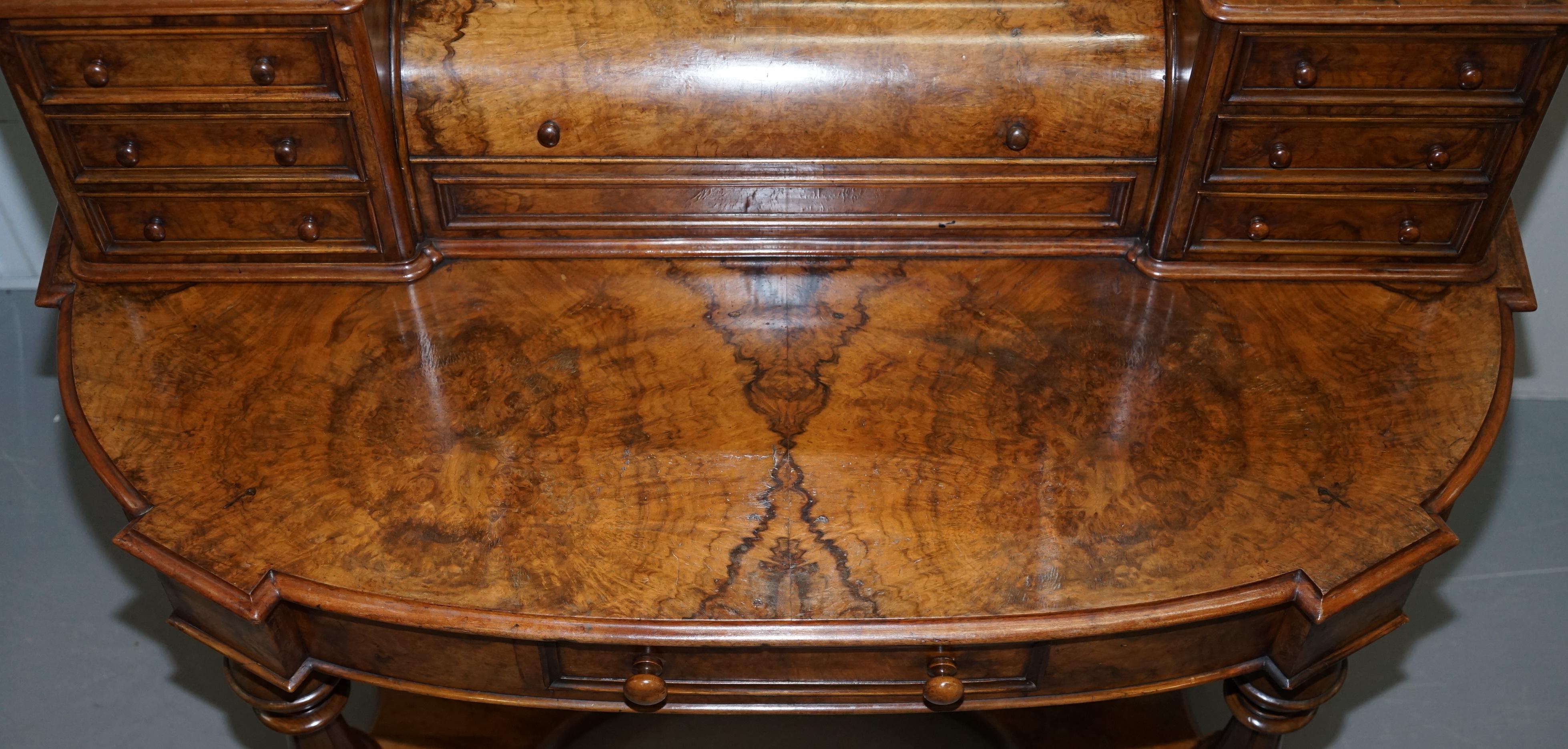 Beautiful Burr & Quarter Cut Walnut Antique Victorian Dressing Table Inc Mirror 1