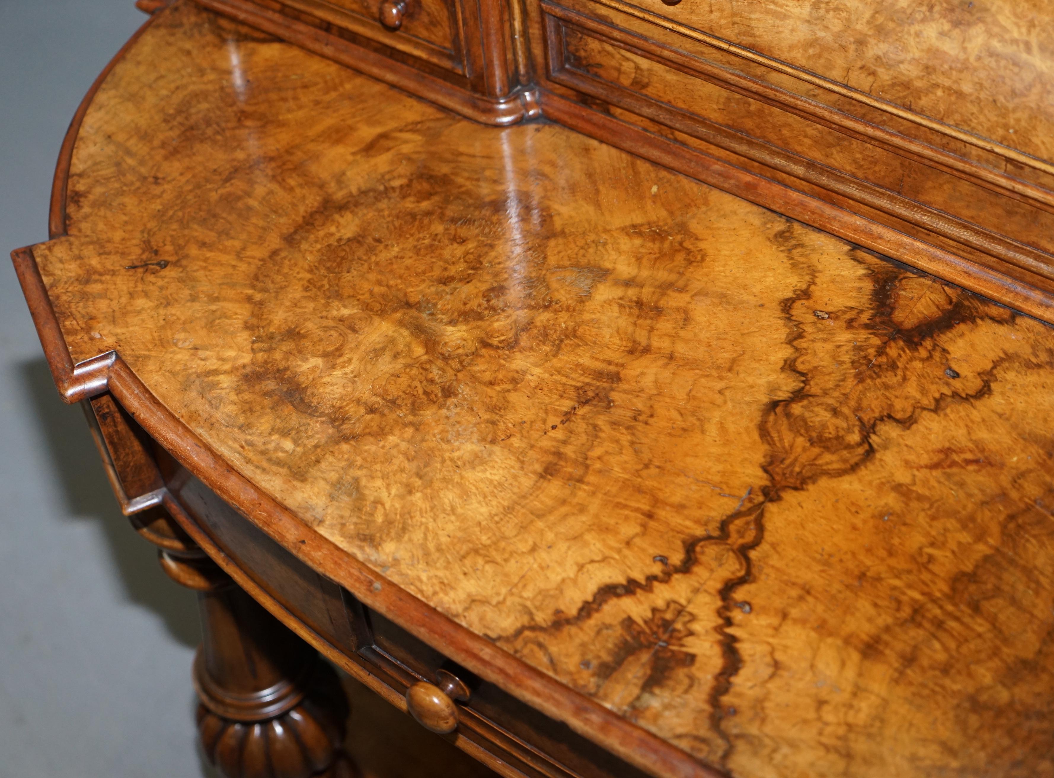 Beautiful Burr & Quarter Cut Walnut Antique Victorian Dressing Table Inc Mirror 2