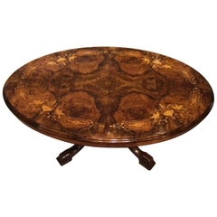 Beautiful Burr Walnut and Marquetry Inlaid Victorian Period Antique Coffee Table