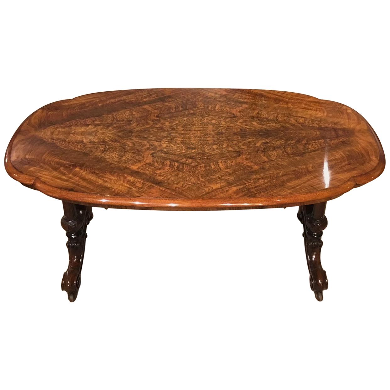 Beautiful Burr Walnut Victorian Period Antique Coffee Table