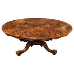 Beautiful Burr Walnut Victorian Period Antique Oval Coffee Table
