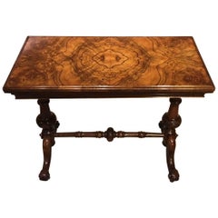 Beautiful Burr Walnut Victorian Period Fold over Card Table