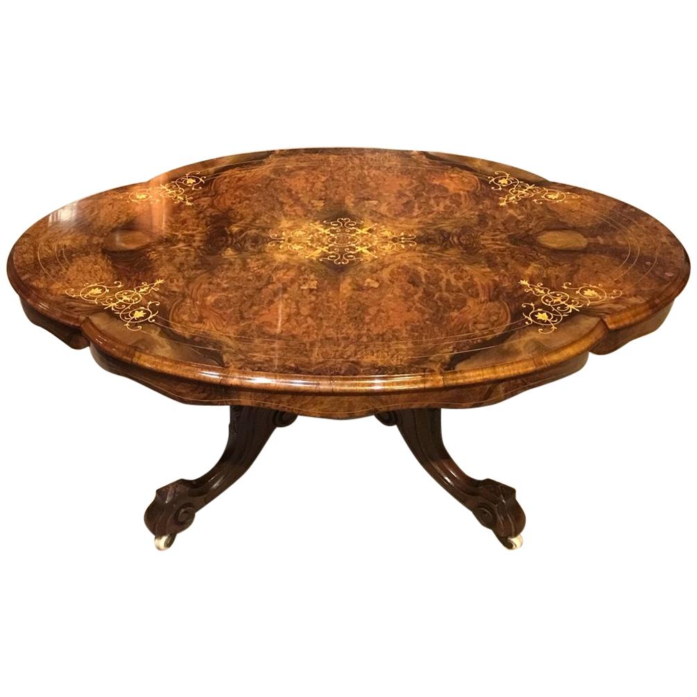 Beautiful Burr Walnut Victorian Period Shaped Coffee Table