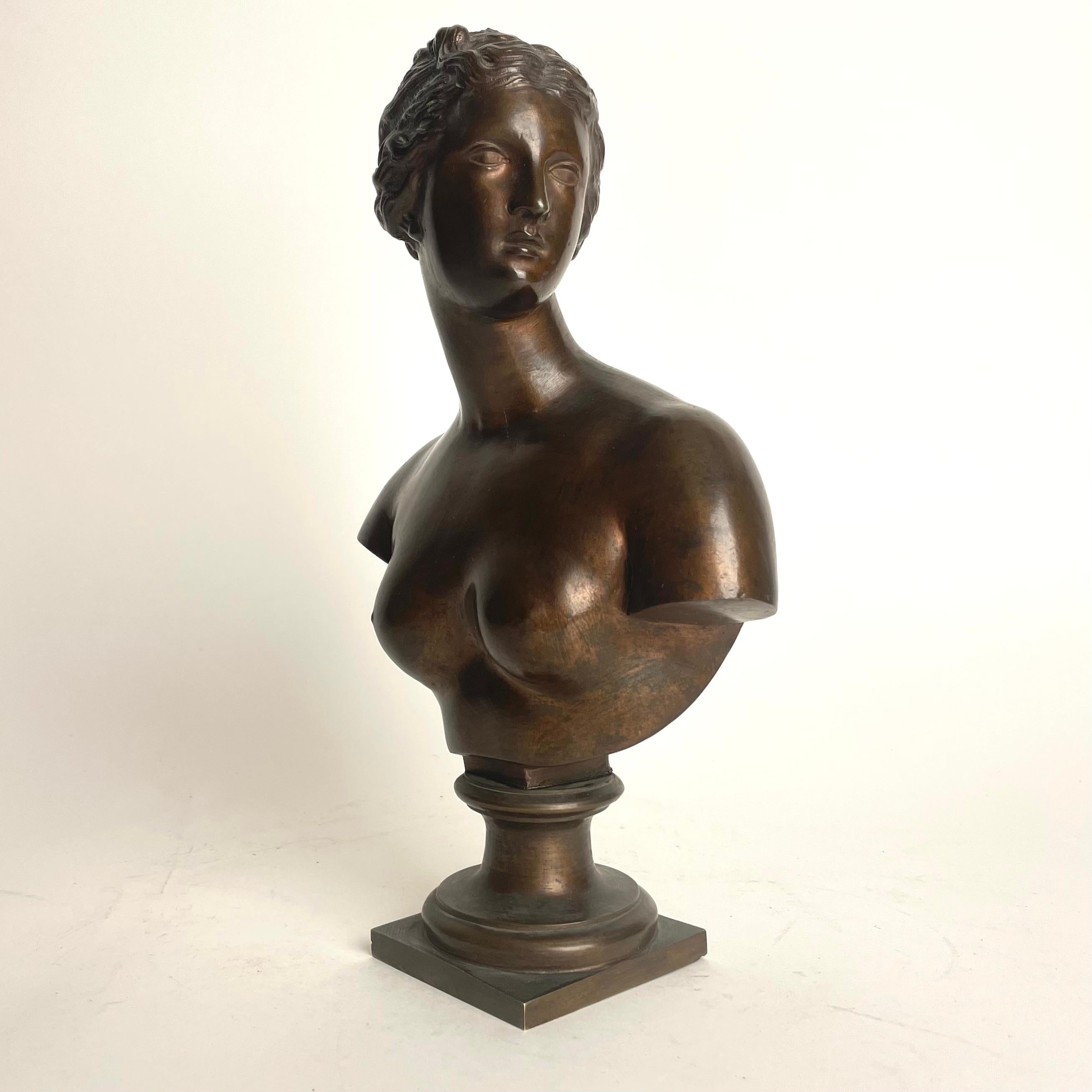 French Beautiful Bust of Venus/Aphrodite in Bronze from the 19th Century For Sale