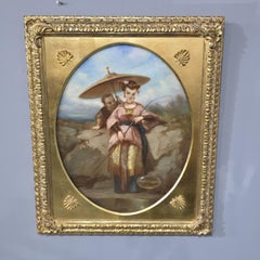 Magnifique pastel oriental sur toile du 19e siècle