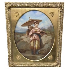 Magnifique pastel oriental sur toile du 19e siècle