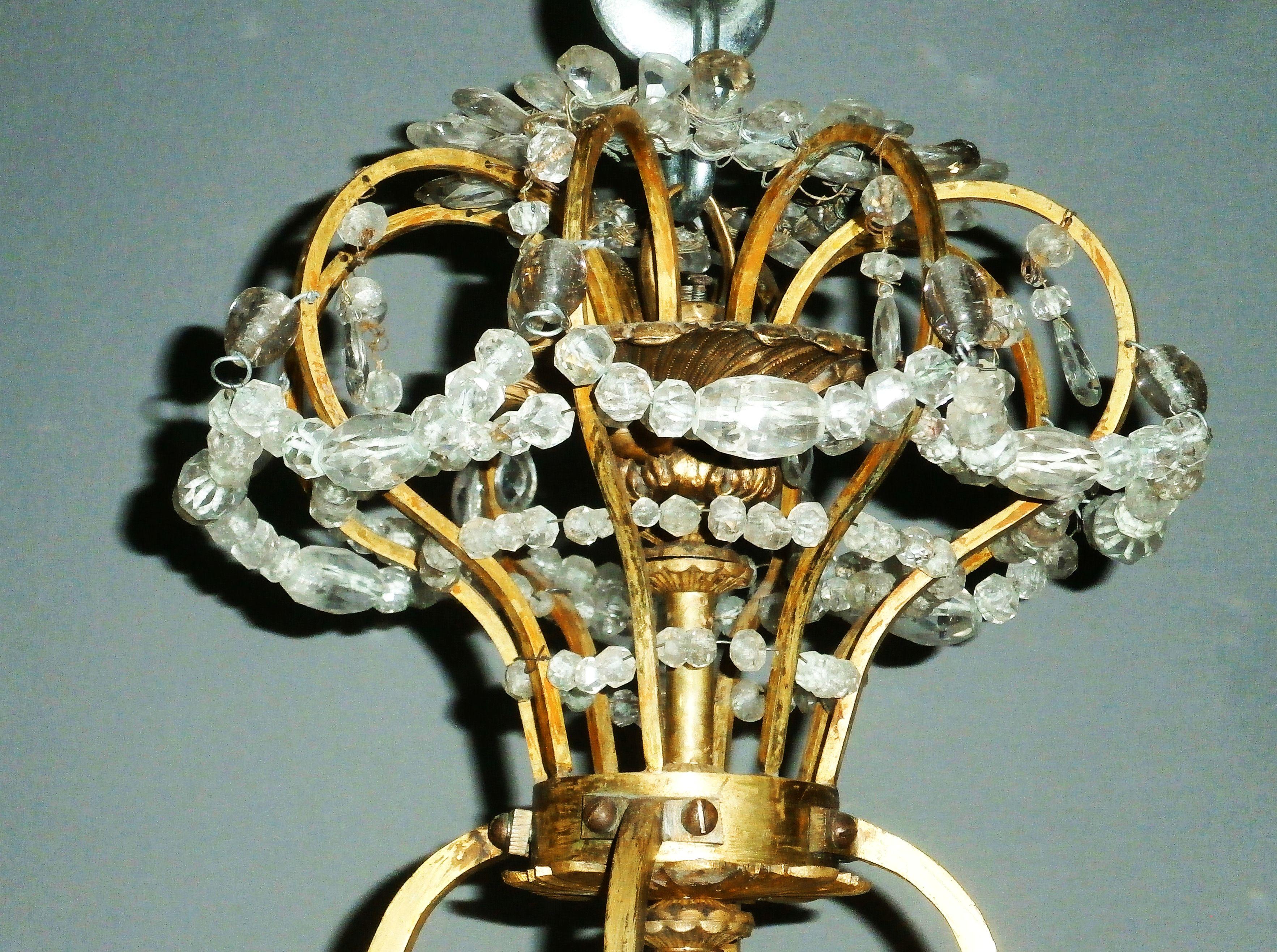 Beautiful cage chandelier in rock crystal and gilt bronze, Paris 19th century For Sale 2