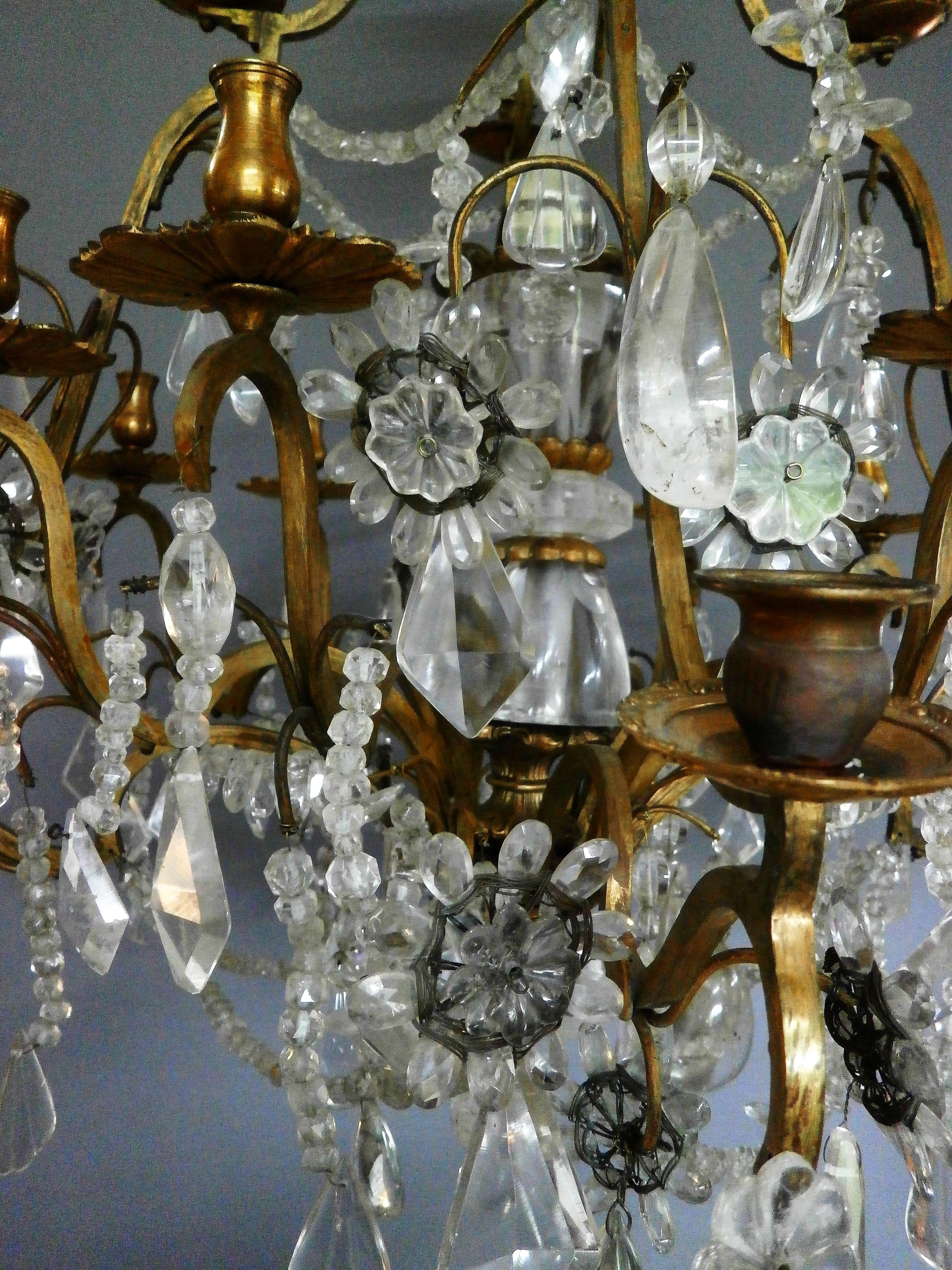 Beautiful cage chandelier in rock crystal and gilt bronze, Paris 19th century For Sale 3