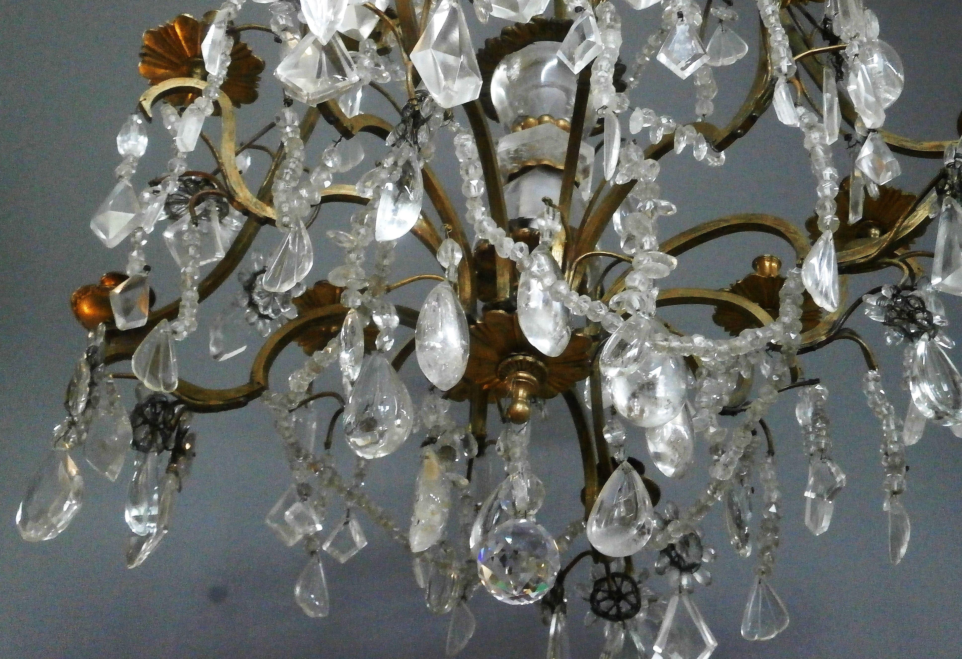 Beautiful cage chandelier in rock crystal and gilt bronze, Paris 19th century For Sale 1