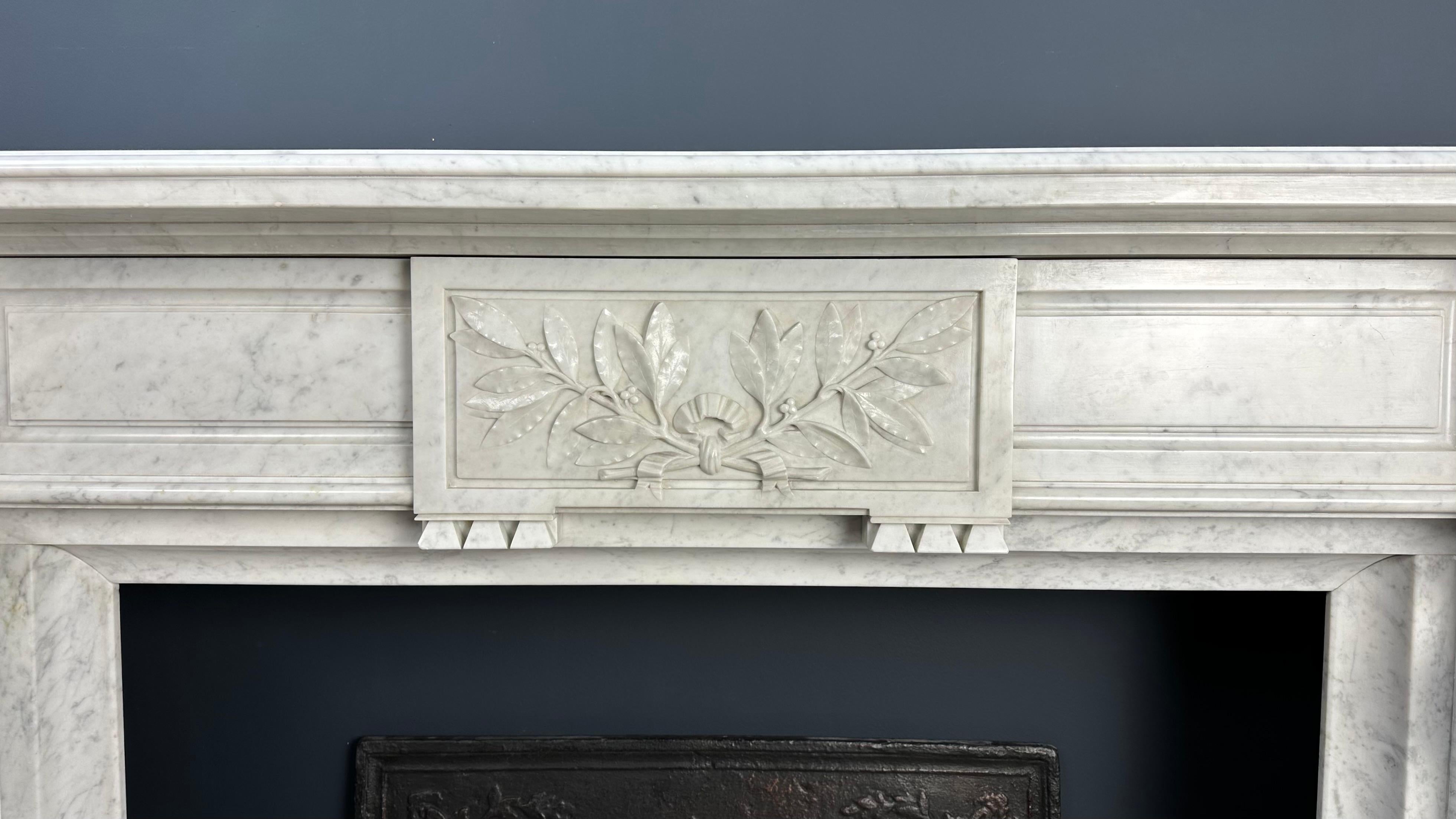 Beautiful Carrara Marble Antique Fireplace Surround Empire Style *Free Shipping For Sale 8