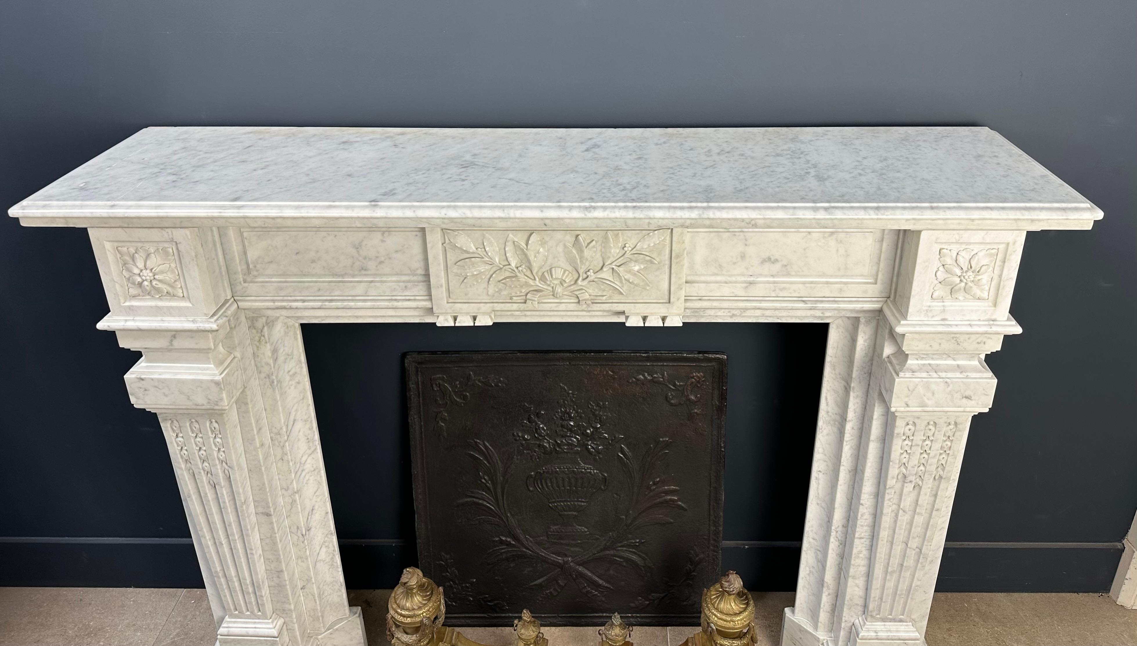 Beautiful Carrara Marble Antique Fireplace Surround Empire Style *Free Shipping For Sale 9