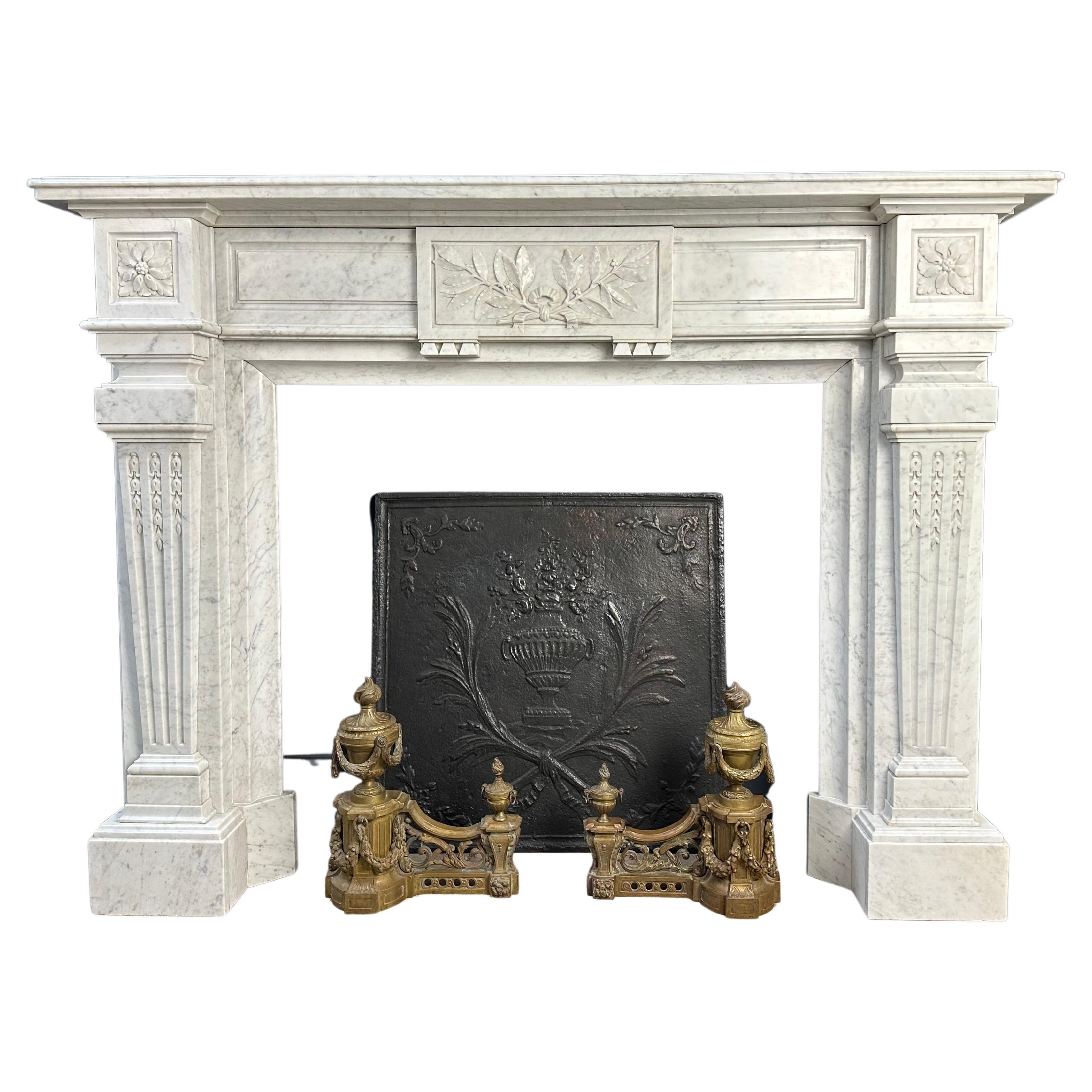 Beautiful Carrara Marble Antique Fireplace Surround Empire Style *Free