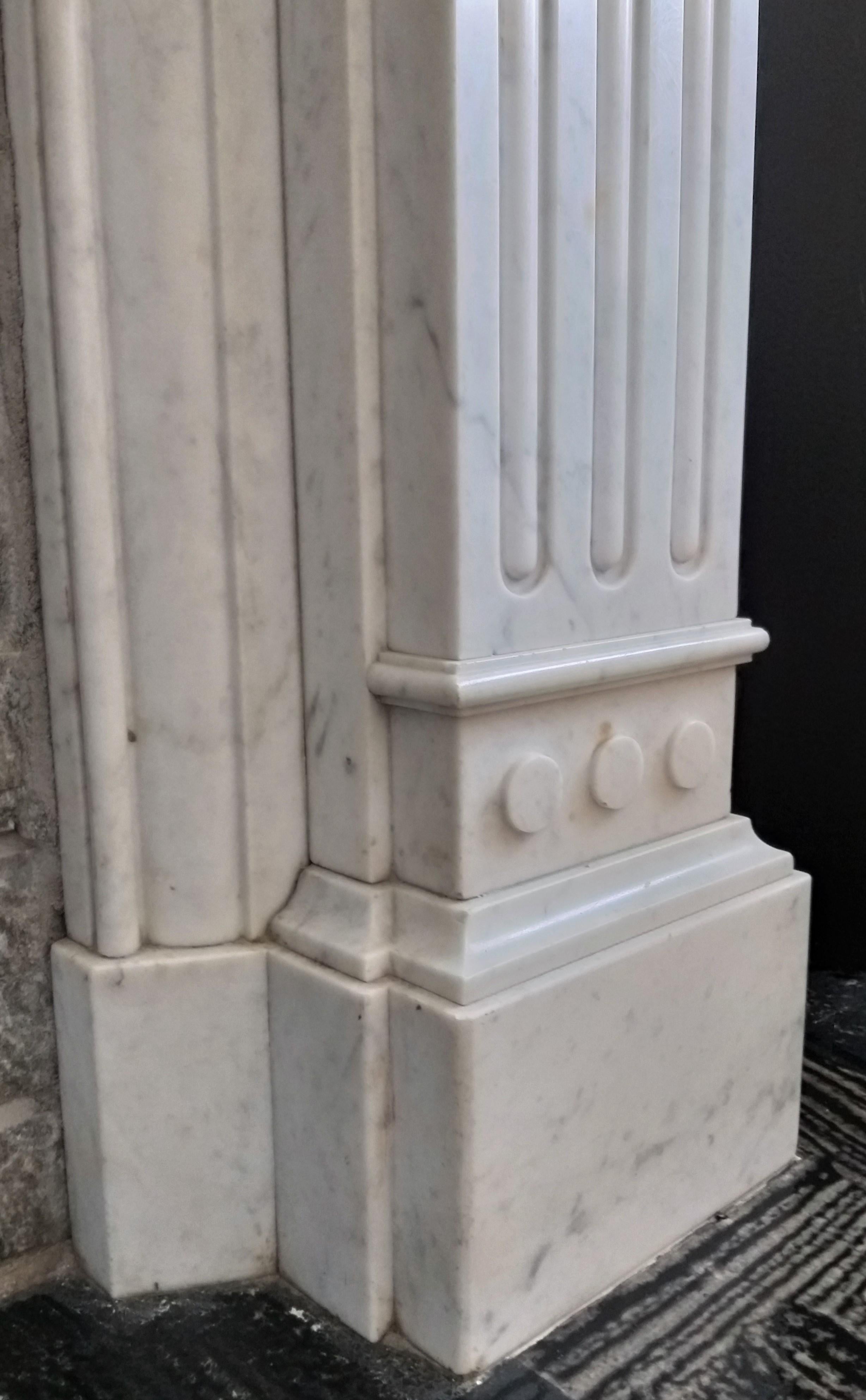 French  CARRARA Marble Fireplace Late 19th Century For Sale