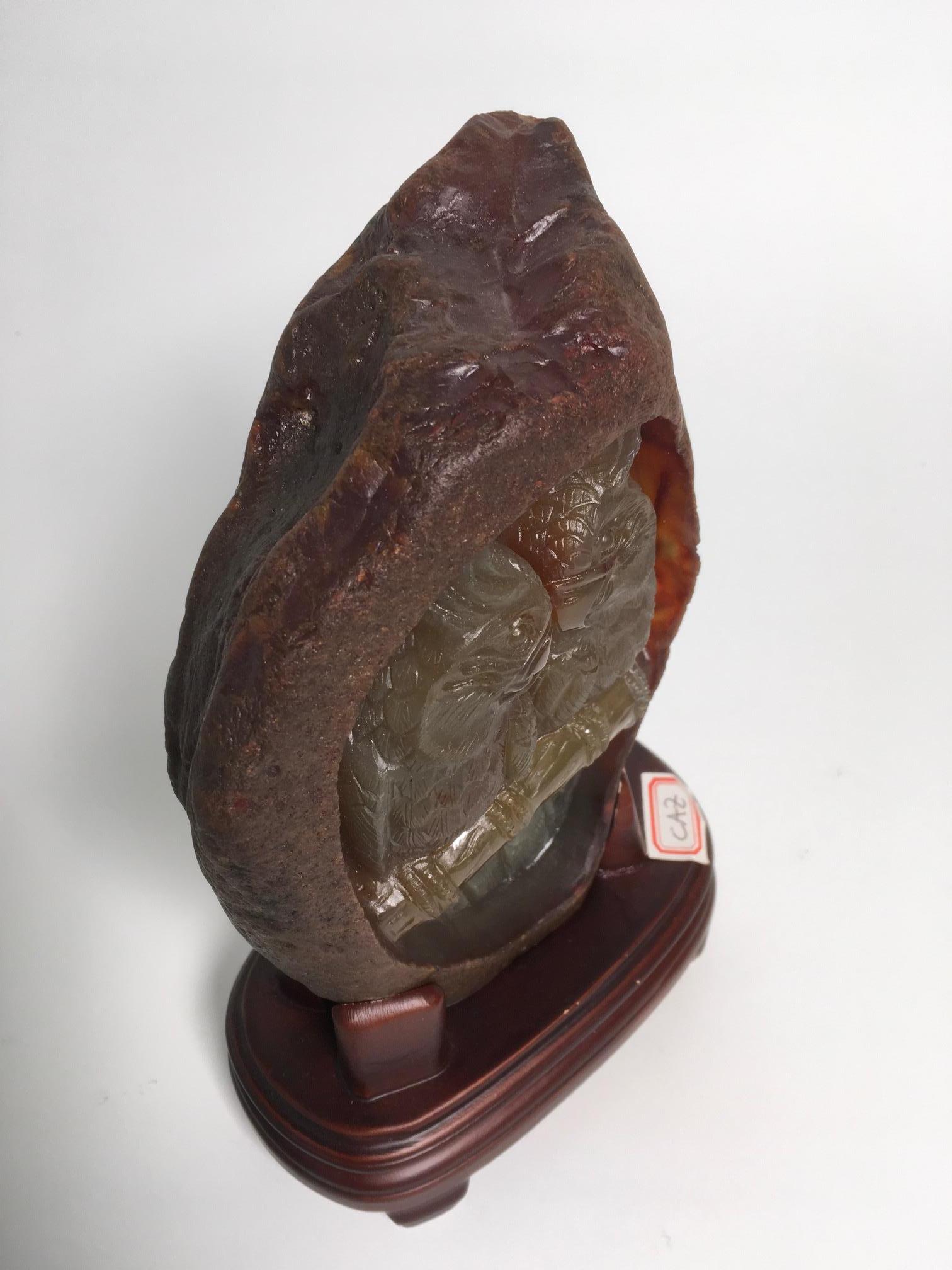 20th Century Beautiful Carved Agate Sculpture For Sale