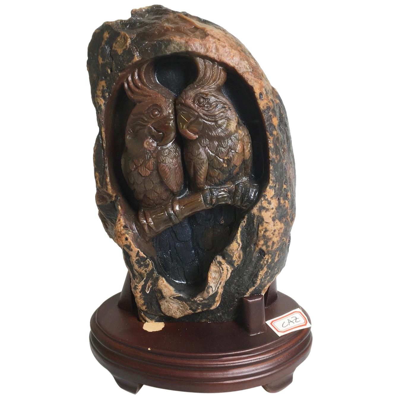 Beautiful Carved Agate Sculpture For Sale