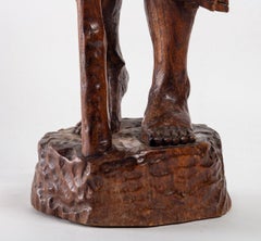 Beautiful Carved and Patinated Wooden Statue of Saint Christopher