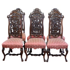 Beautiful Carved English Oak Victorian Dining Chairs