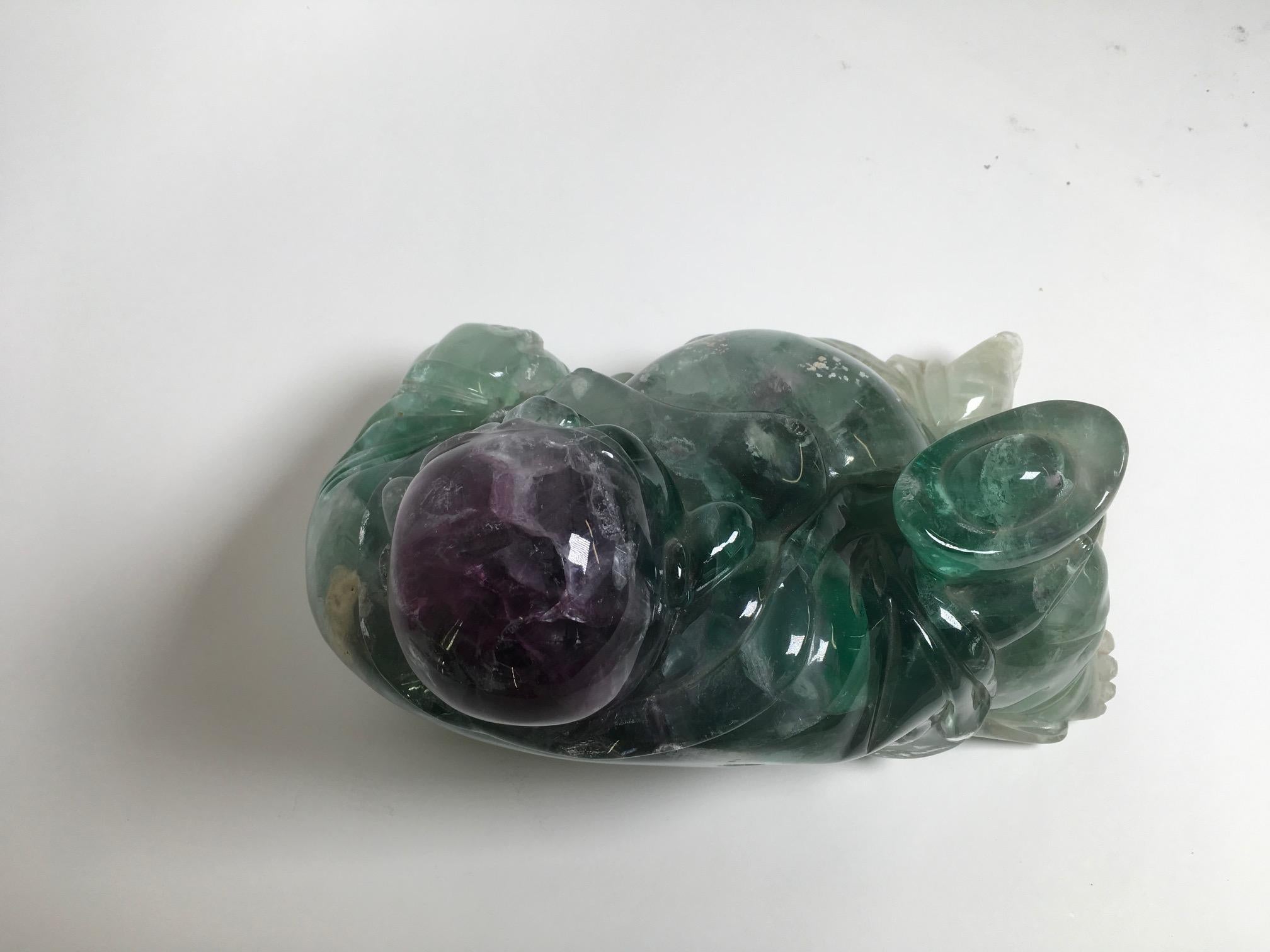 Chinese Beautiful Carved Fluorite Sculpture For Sale