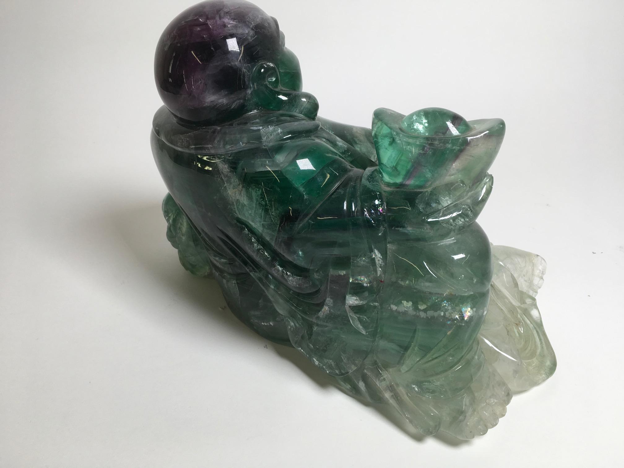 20th Century Beautiful Carved Fluorite Sculpture For Sale