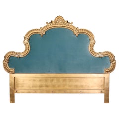 Retro Beautiful Carved Genuine Gold Gilt French Louis XV Style King Size Headboard 