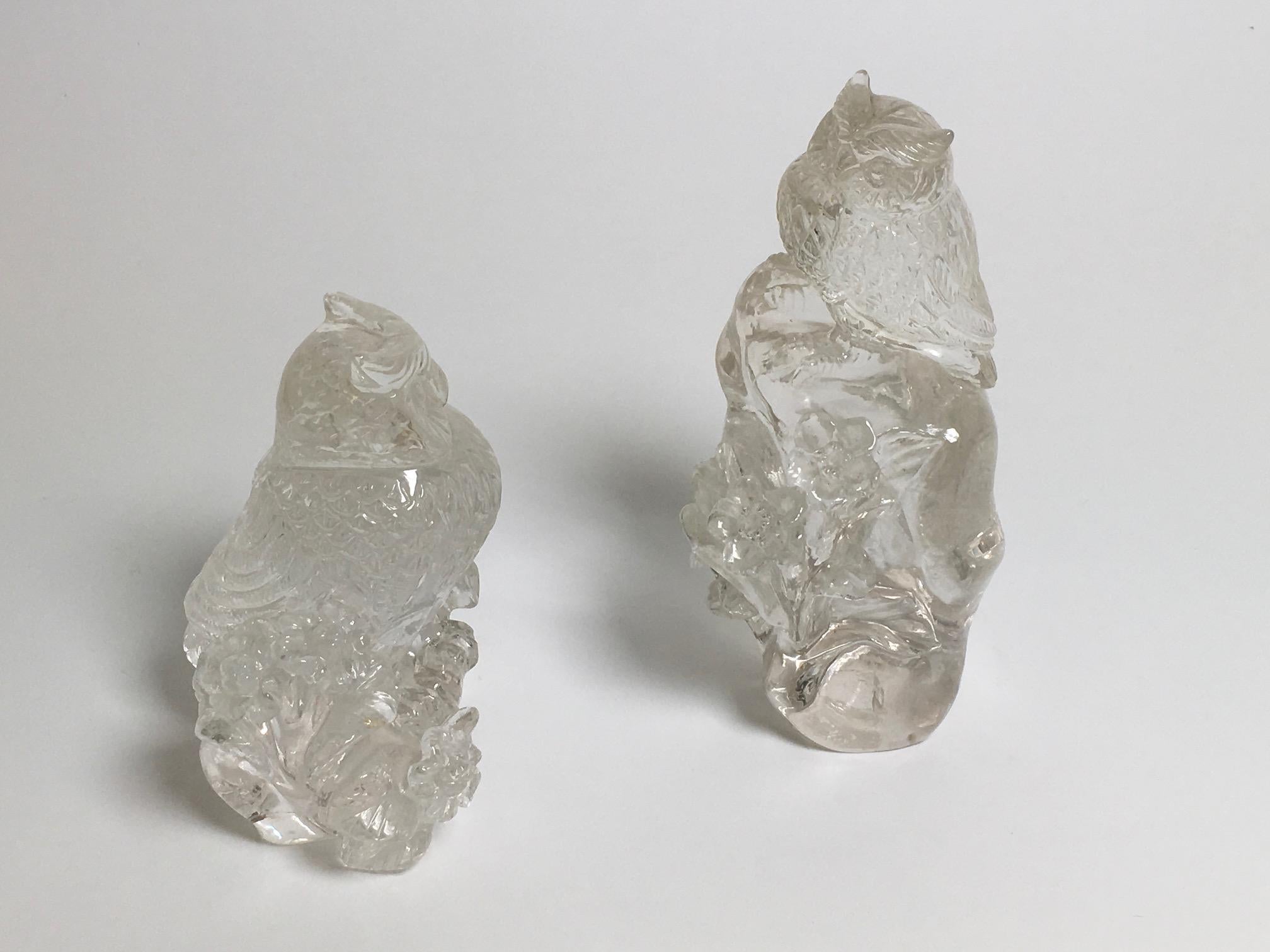 20ième siècle Magnifiques sculptures en quartz Hyaline et cristal de roche sculptées en vente