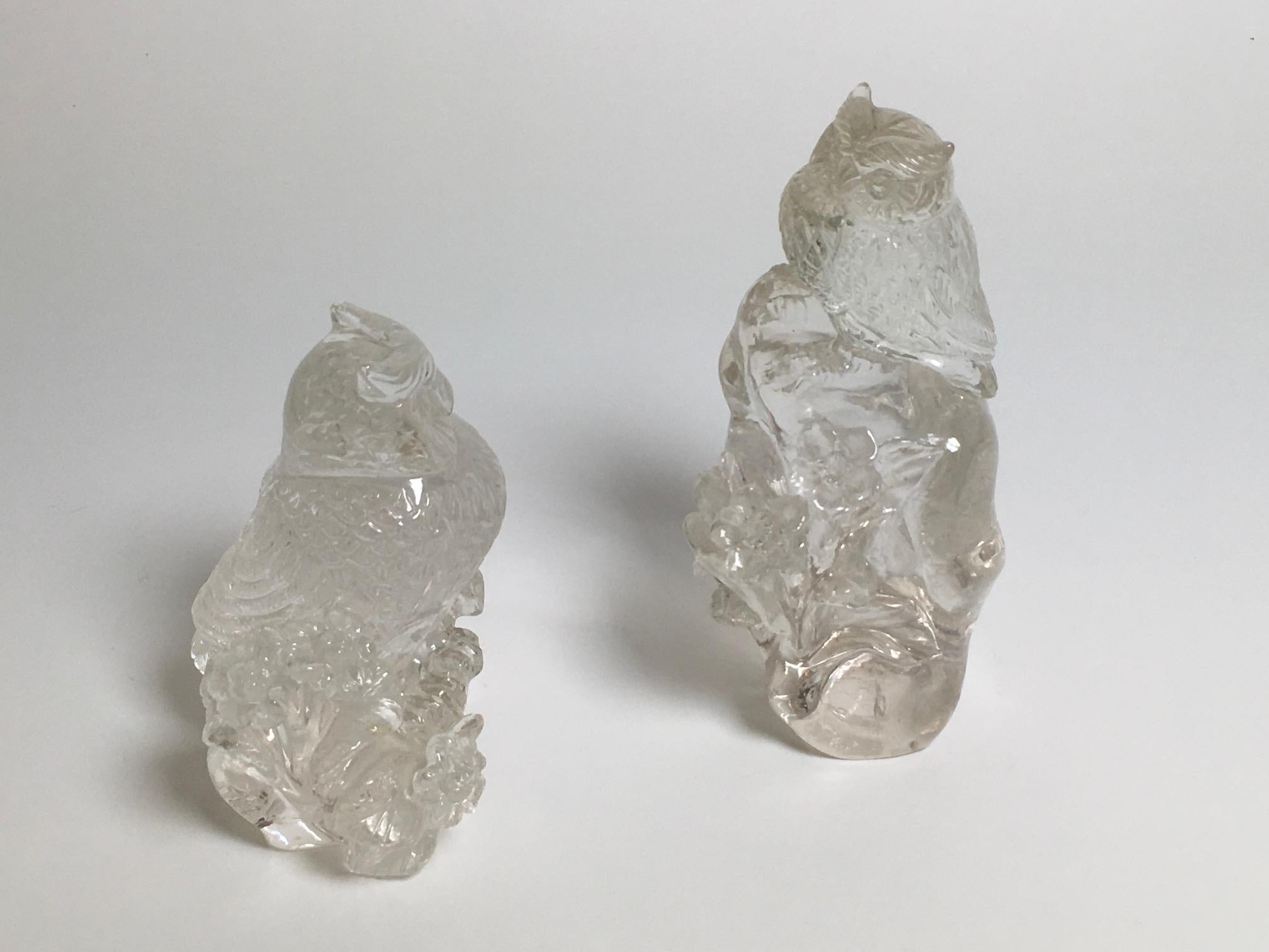 Skulpturen aus geschnitztem „Bergkristall“ aus Hyalinequarz im Angebot 2