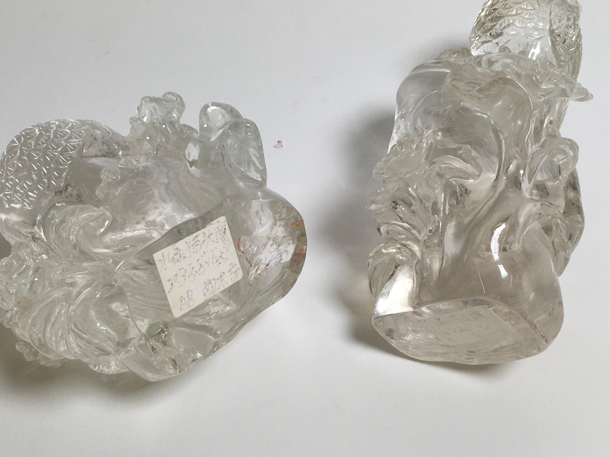Skulpturen aus geschnitztem „Bergkristall“ aus Hyalinequarz im Angebot 3