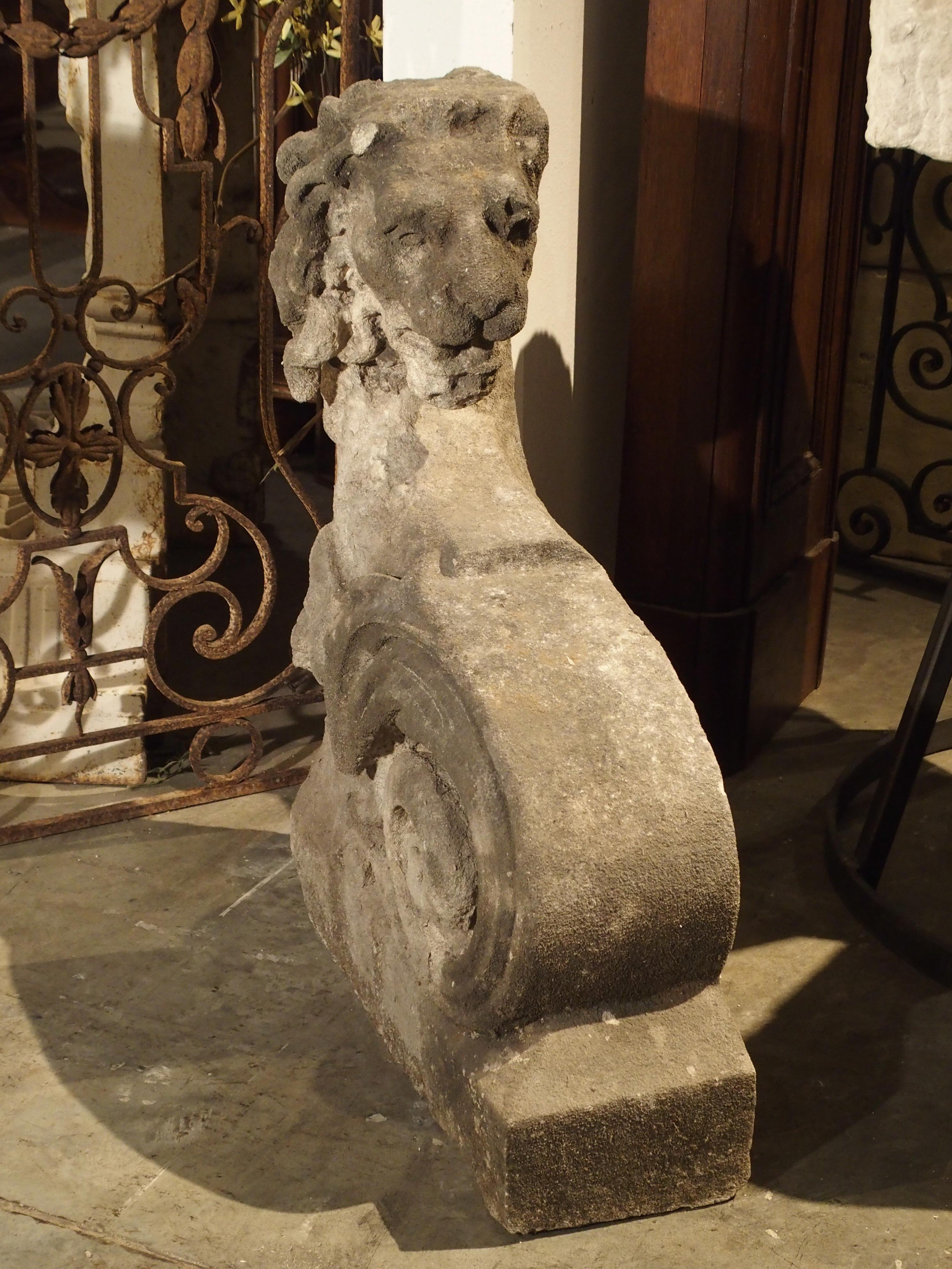 Beautiful Carved Limestone Lion Architectural, Burgundy France, 17th Century 5