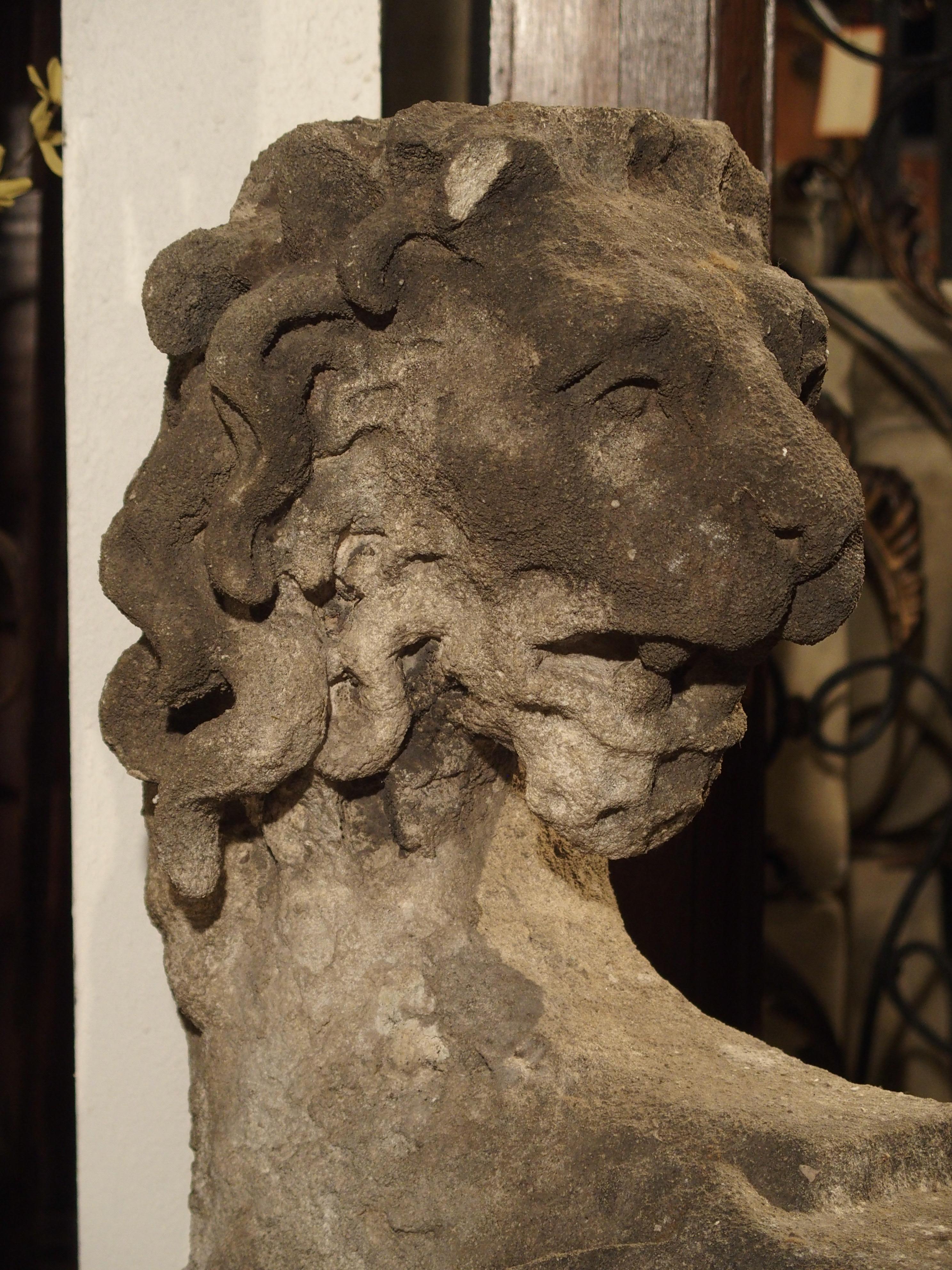 Beautiful Carved Limestone Lion Architectural, Burgundy France, 17th Century 9