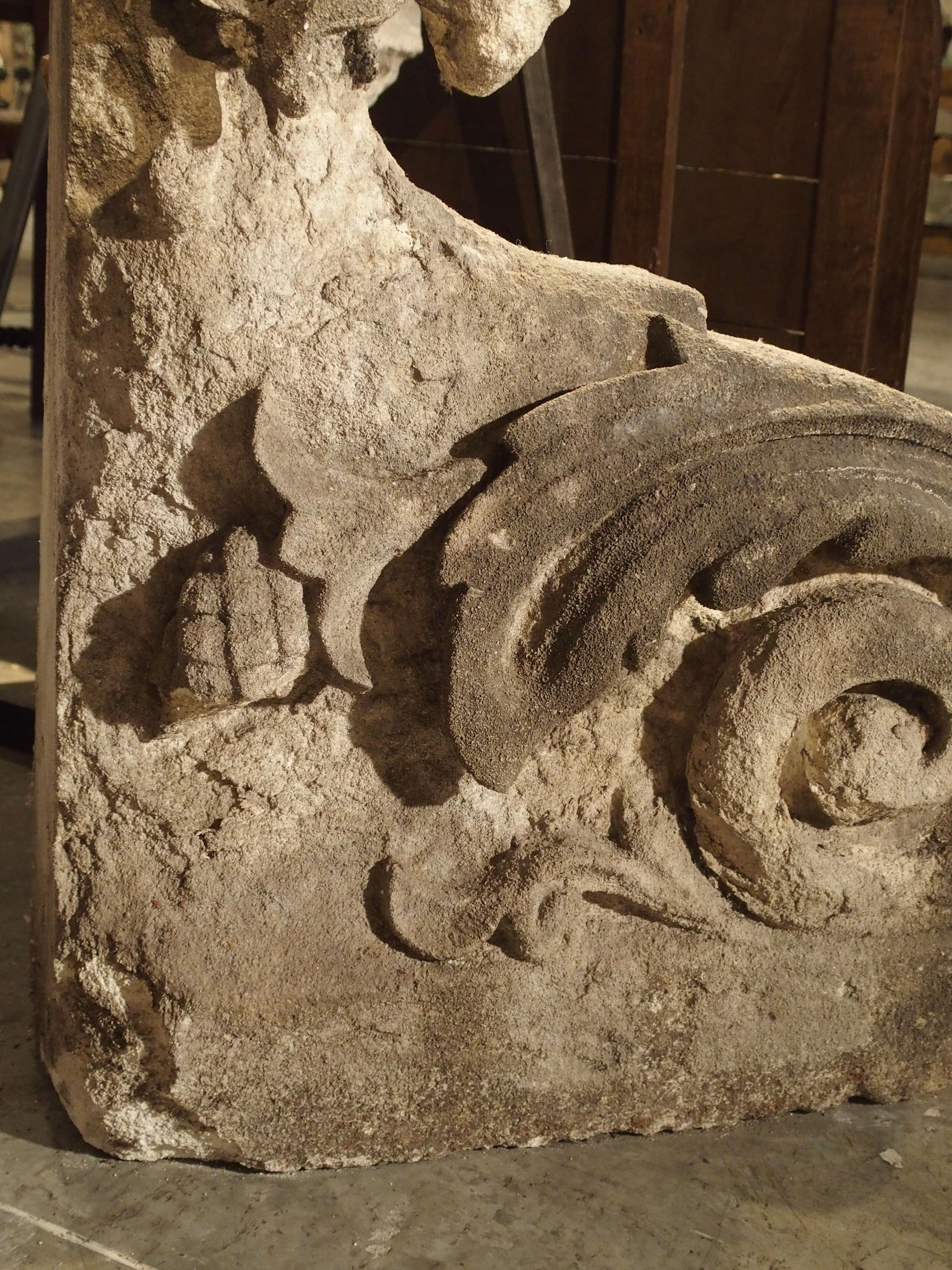 Baroque Beautiful Carved Limestone Lion Architectural, Burgundy France, 17th Century