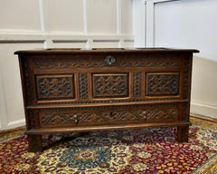 Beautiful Carved Oak Mule Chest, Marriage Chest