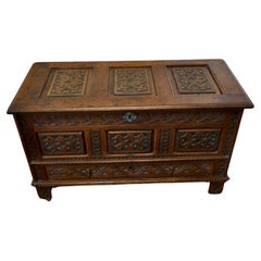 Beautiful Carved Oak Mule Chest, Marriage Chest