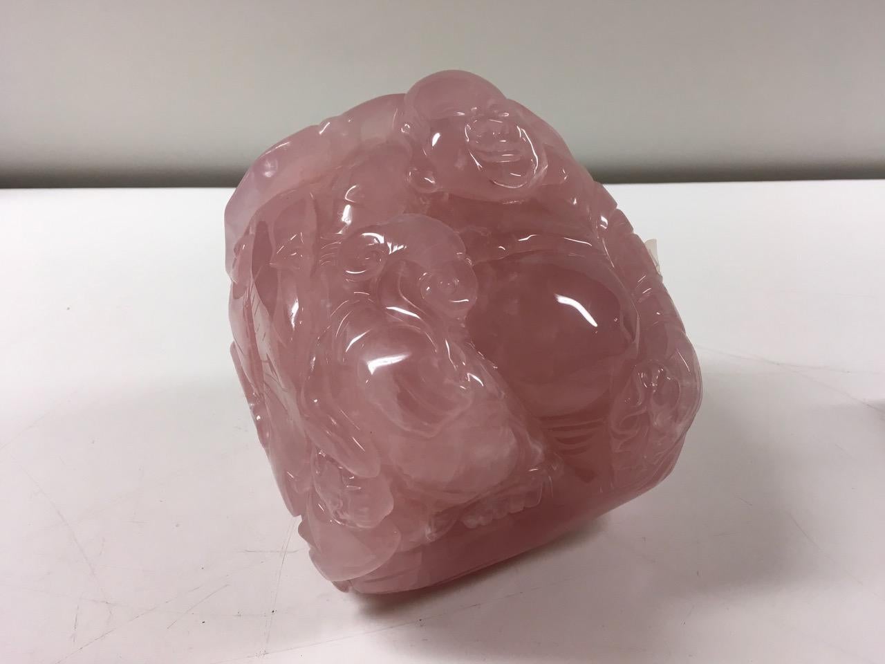 A beautiful sculpture in rose quartz produced in China. Italian private collection.